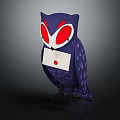 Cute Purple Owl with Red Eyes Holding White Envelope with Red Seal