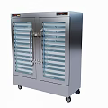 Cafeteria Stainless Steel Double Door Glass Door Food Storage Cabinet With Shelves And Wheels
