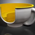 Creative White Cup Shaped Living Item With Yellow Interior And Handle
