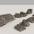 Ruined Architectural Building Components In Collapsed Structure Debris And Remains