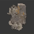Industrial Cave Interior With Rock Walls Mechanical Wheel And Gravel Floor