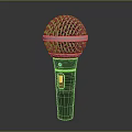 Professional Dynamic Microphone With Black Handle Red Button And Green Indicator Light