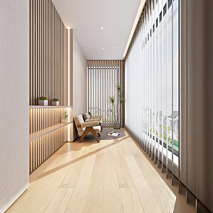 modern balcony leisure balcony 3d model