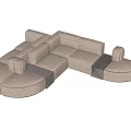 Modern Irregular Shaped Sofa With Beige Upholstery And Modular Design Elements 3d model