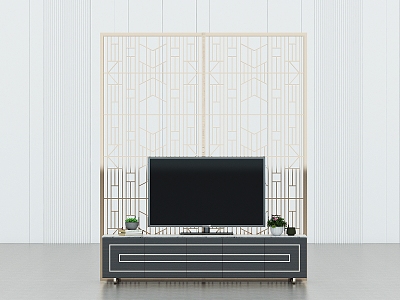 New Chinese Style Screen Partition Wall TV Cabinet Screen TV Cabinet model