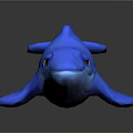 Blue Cartoon Whale 3D Model With Shiny Surface And Playful Eyes