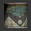 Vintage Rusty Canned Green Cucumber Food With Green Brown Label Design