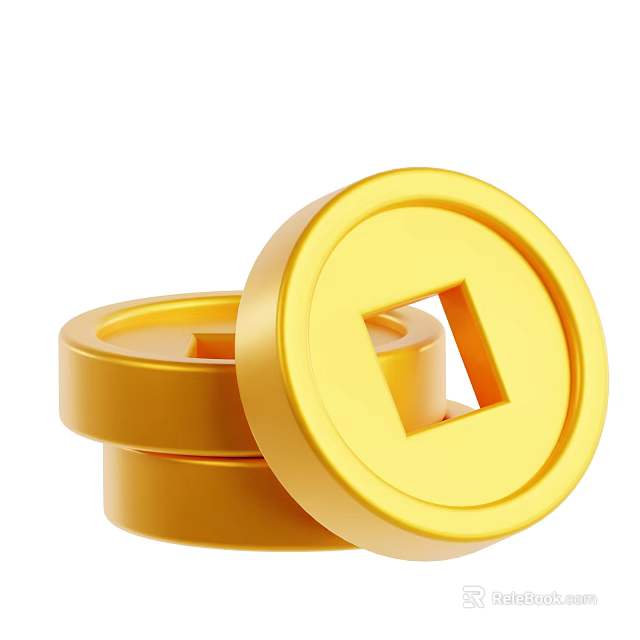 Golden Circular Decorative Ornament Set With Square Hole Design Stacked Together 3d model 