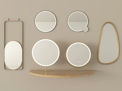 Stylish Modern Mirrors Featuring Round Oval And Rectangular Designs For Interior Decor 3d model