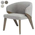 Modern Leisure Accent Chair With Beige Fabric Upholstery Curved Arms And Wooden Legs