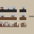 Poliform Modern Wall Mounted Wooden Bookshelf With Decorative Books And Storage Shelves