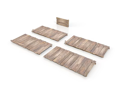 Rustic Wooden Pallets Collection With Multiple Planks And Small Wooden Board 3d model