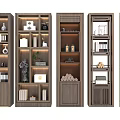 Modern Wooden Decorative Cabinets With Built in Lighting Books Vases And Display Shelves
