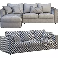 Light Gray Fabric Sofa Set With Decorative Pillows And Throw Blanket 3d model