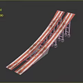 Ski Jump Ramp Equipment With Red White Striped Curved Structure And Metal Supports