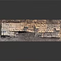 Detailed Ancient Brick Ruin Model Featuring Stacked Bricks On Display Base