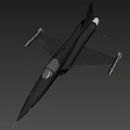 Black Fighter Jet 3D Model with Streamlined Design and Missile Attachments on Dark Background 3d model