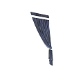 Navy Blue Velvet Curtains With White Sheer Panels And Decorative Tieback