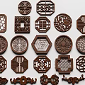 Decorative Wooden Partition Designs With Carved Patterns And Various Geometric Shapes