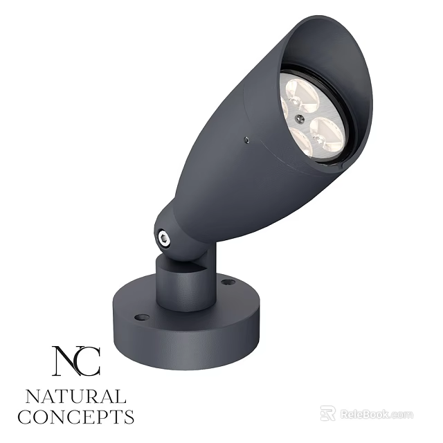 Black Adjustable Outdoor Spotlight With Rotatable Head And Multiple Bulbs 3d model 