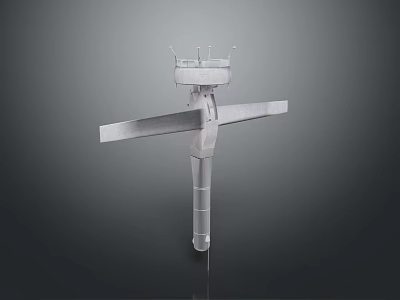 Metal Mechanical Structure With Vertical Pillar Horizontal Bars And Top Platform Components 3d model