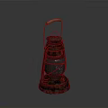 Antique Vintage Kerosene Lantern With Rustic Metal Body And Wooden Handle