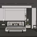 Modern Bedroom Interior With King Size Bed Wardrobes Nightstands And Accent Lighting