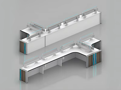 Modern Control Room Interior Design With Ergonomic Operation Consoles And Multiple Monitor Screens 3d model