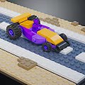 Colorful Building Blocks Race Car Constructed On Race Track 3d model