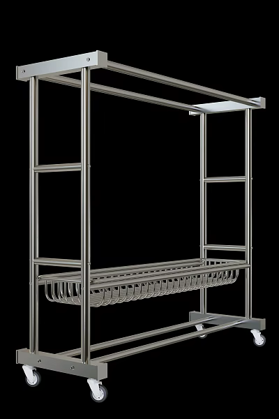Stainless Steel Multi Tier Shelving Unit With Bottom Rack For Home Storage Organization 3d model