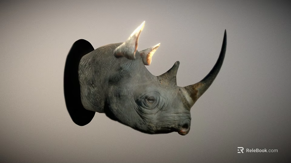 Gray Rhinoceros Head Wall Mounted Decorative Sculpture for Home Interior 3d model 