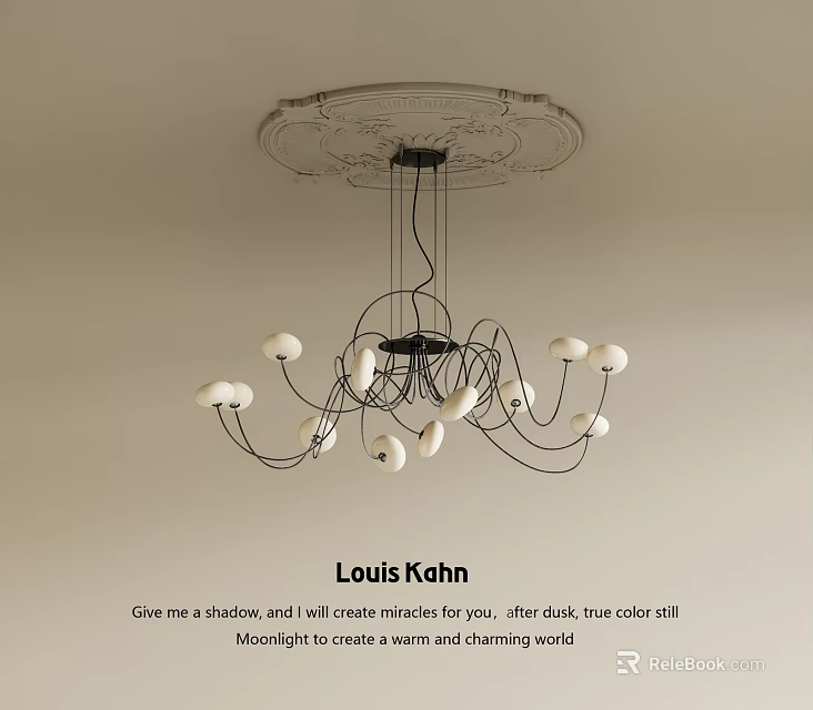Elegant Tall Chandelier Interior Design With Moonlight Casting Warm Charming Dark Tone 3d model 