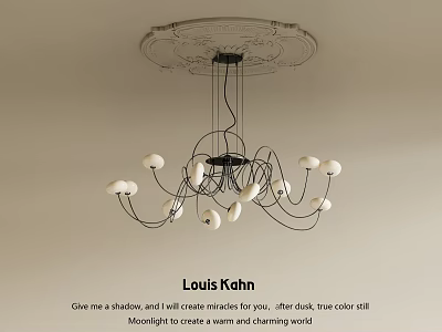 Elegant Tall Chandelier Interior Design With Moonlight Casting Warm Charming Dark Tone 3d model