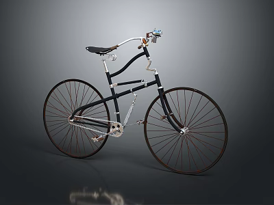 Vintage Bicycle With Black And Silver Frame Large Wheels Classic Design 3d model