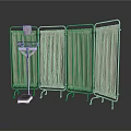 Industrial Mobile Foldable Partition Screen With Metal Frame And Fabric Panels 3d model