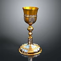 Elegant Household Decorative Cup With Golden Body Silver Base And Tall Stem
