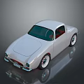 White Retro Sports Car With Streamlined Design Red Interior And Shiny Wheels