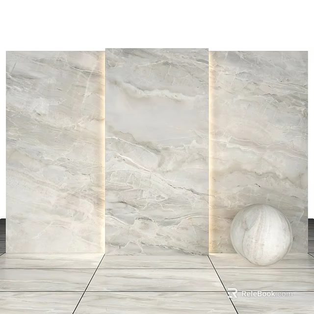 Marble Decorative Components Featuring Wall Panels And Round Sphere 3d model 