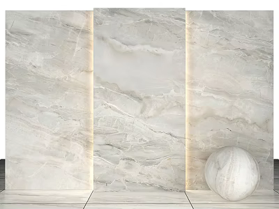 Marble Decorative Components Featuring Wall Panels And Round Sphere 3d model