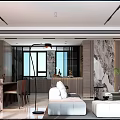 Modern Living Dining Room Interior Design With White Sofa TV And Floor Lamp