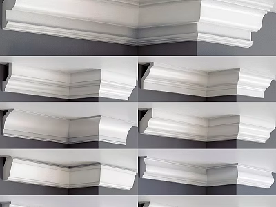 White Decorative Cornice Moldings for Interior Design with Various Styles and Finishes 3d model