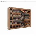 Wooden Wine Display Shelf With Multiple Layers And Organized Bottles Storage 3d model