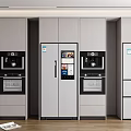 Sleek Modern Kitchen Interior With Built in Refrigerators And Freezers And Cabinets