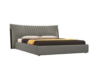 Modern Light Luxury Leather Double Bed 3d model