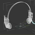 Portable Wireless Electronic Headphone With Blue Components Orange Ear Pads And Metal Frame