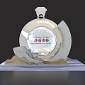 Elegant Modern Event Display Stand Featuring Logo And Mountain Decorative Elements