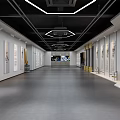 Contemporary Art Exhibition Hall Interior With Wall Artworks And Modern Ceiling Lights