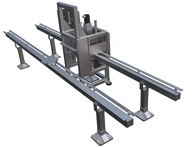 Industrial Equipment Automated Conveyor System With Metal Frame And Support Legs 3d model
