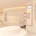Elegant Modern Jewelry Store Interior With Display Shelves Mirrors And Warm Lighting