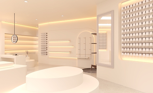 Pure White Warm Simple Style Jewelry Store 3d model